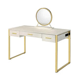 Myles Antique White & Champagne Finish Vanity Desk Model AC00841 By ACME Furniture